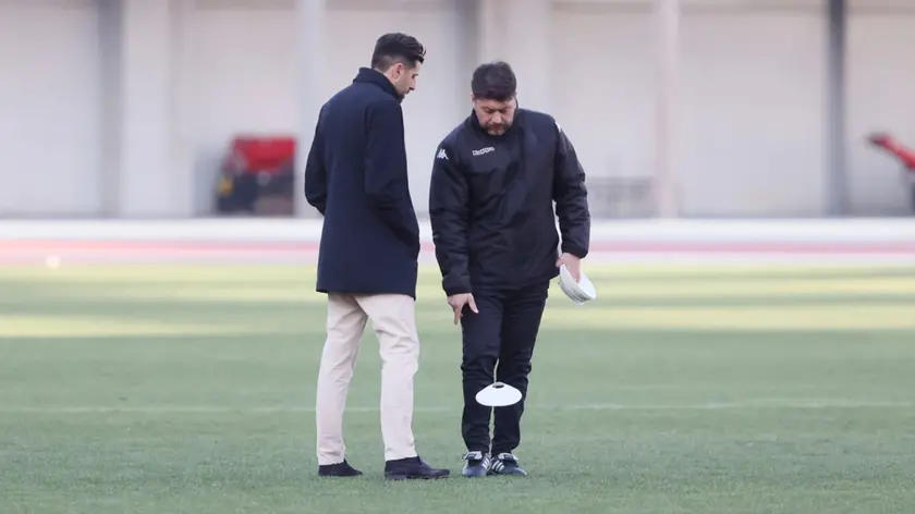 Il diesse Michele Franco con il tecnico Giuseppe Marino al Grezar