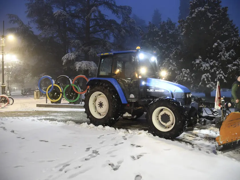 Neve in piazza dei Martiri a Belluno