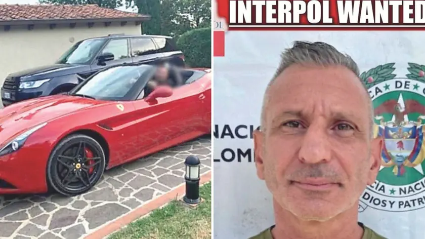 Una delle auto di lusso, a destra Lorenzo Dei Meneghetti