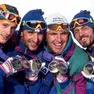 La staffetta d'oro a Lillehammer: Silvio Fauner, Fulvio Valbusa, Marco Albarello e Maurilio De Zolt