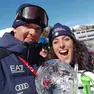 Il bellunese Giovanni Feltrin con Federica Brignone il giorno della consegna della Coppa del mondo alla valdostana