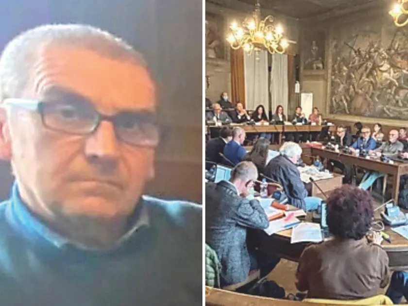 A sinistra Massimo Garzotto, a destra una riunione del consiglio comunale di Belluno