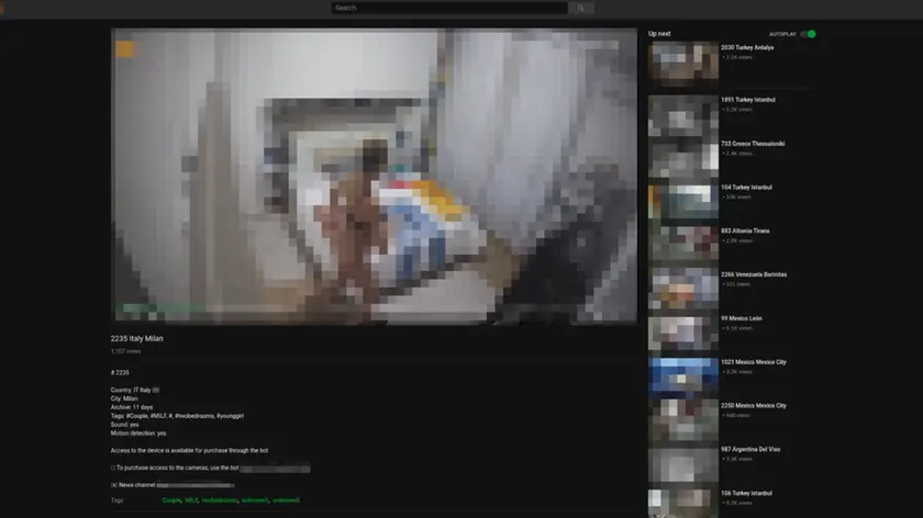 Il frame di un video rubato e diffuso sul web attraverso il portale scoperto dalla trevigiana Yarix e ora offline