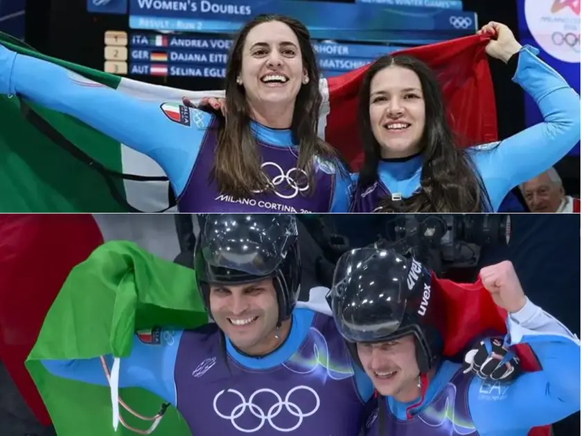 Doppio oro per l'Italia nello slittino