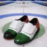 Le scarpe realizzate appositamente per l'atleta della nazionale di curling Mattia Giovanella: a personalizzarle è stata la trevigiana Federica Dal Paos