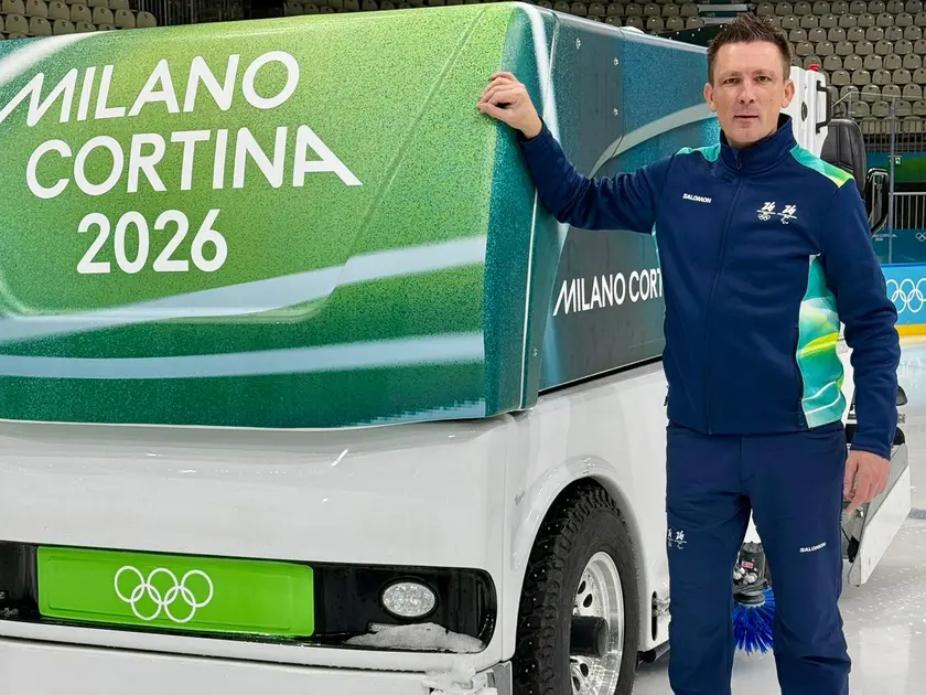 Davide Levis con la Zamboni (conosciuta anche come Rolba) alle Olimpiadi