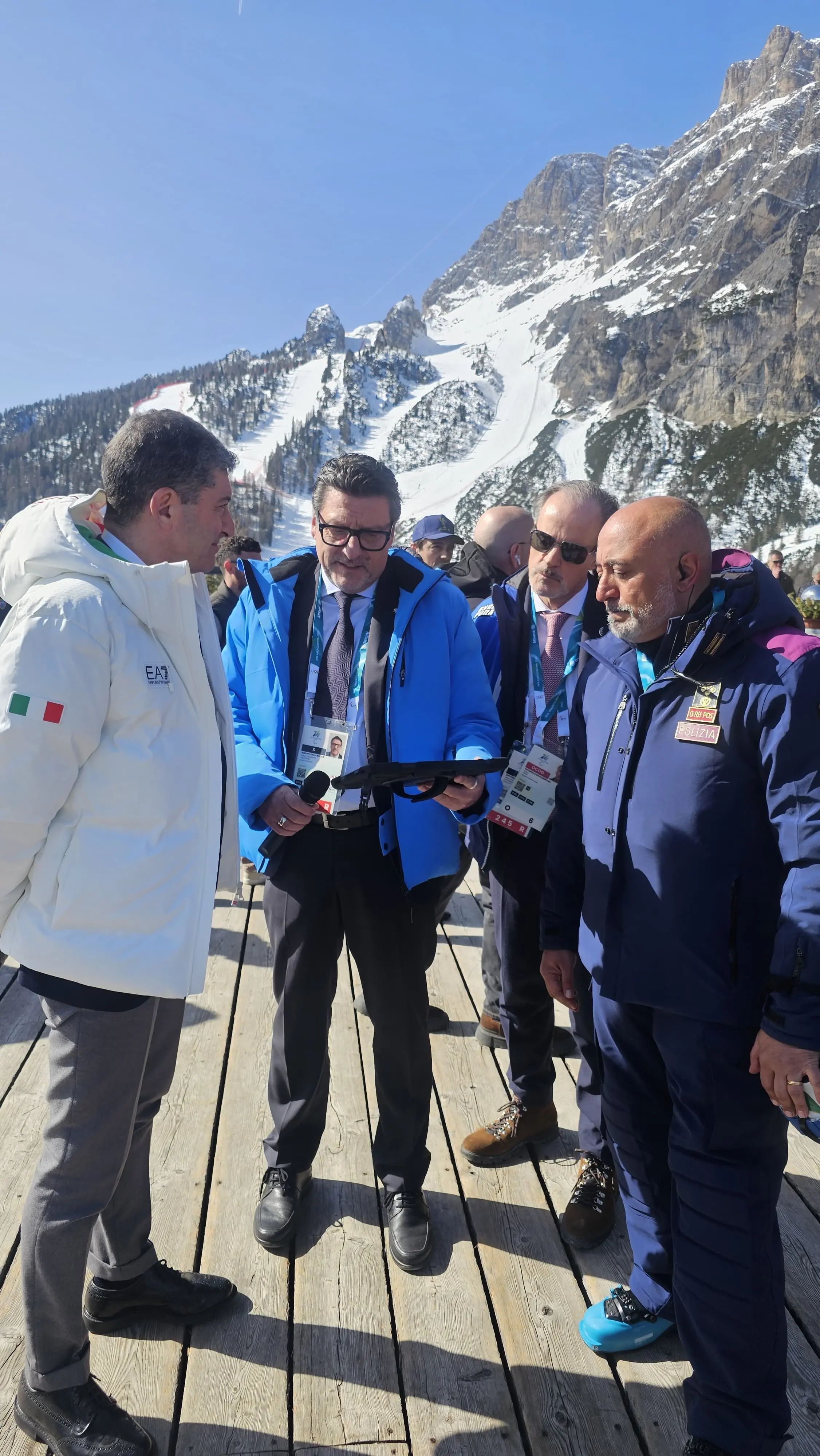 Pisani con il questore Della Rocca e Petrillo del Commissariato di Cortina