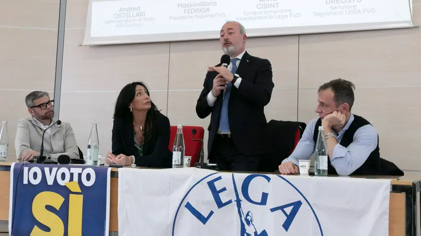 Da sinistra, Dreosto, Cisint, Ostellari e Fedriga (foto Katia Bonaventura)