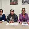Da sinistra le segretarie Denise Casanova (Cgil), Sonia Bridda (Uil) e Roberta Barbieri (Cisl)