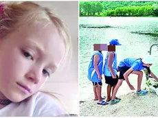 A sinistra la piccola Mariia, a destra i fiori portati da alcuni amici del Grest sul luogo della tragedia