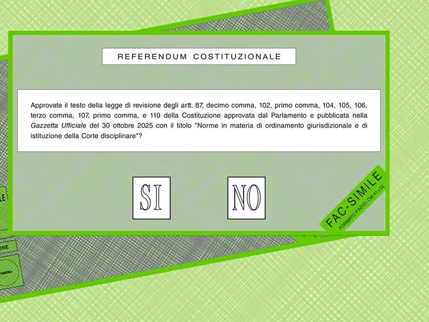 Il fac- simile della scheda per votare al referendum sulla giustizia