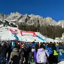 La finish area di Rumerlo a Cortina durante i Giochi olimpici