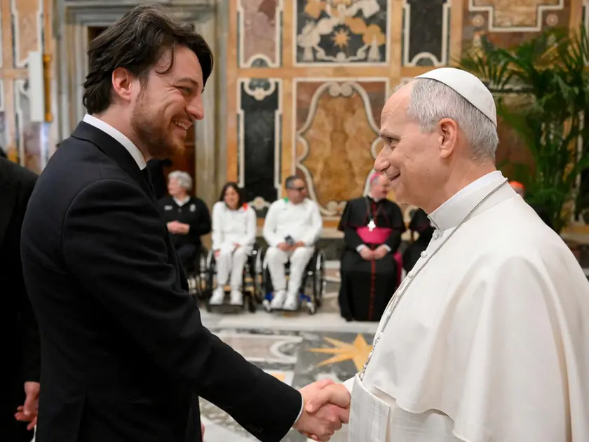L'incontro tra Alberto Stefani e Papa Leone XIV