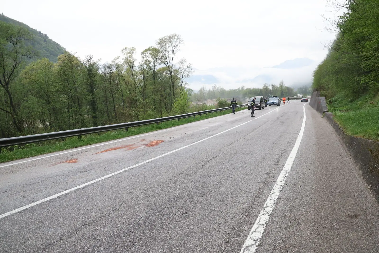 Il luogo dell'incidente sulla provinciale 1 a Marziai di Borgo Valbelluna