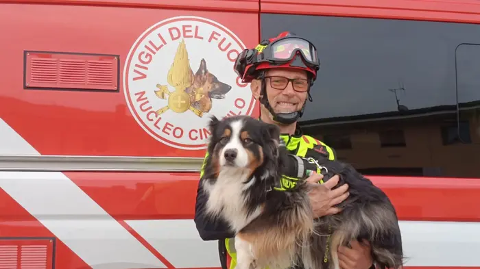 Lamù, 11 anni, Australian Shepherd femmina con il suo conduttore Andrea Leban