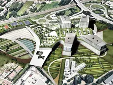Un rendering dell’area di San Lazzaro dove sorgerà il nuovo Polo della Salute