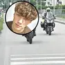 Nel tondo Matteo De Nes, nella foto grande e il corteo dei motociclisti