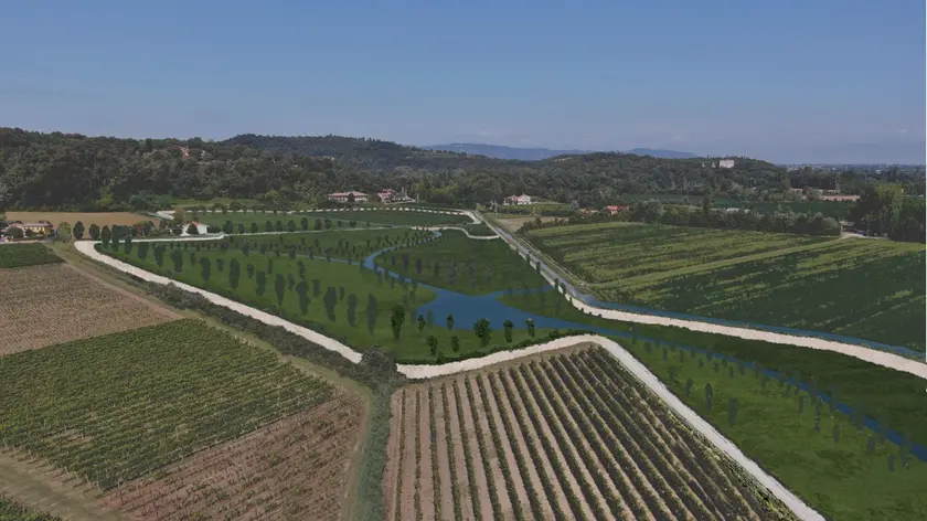 La vasta area di laminazione sullo scolo Rialto a Torreglia, Colli Euganei