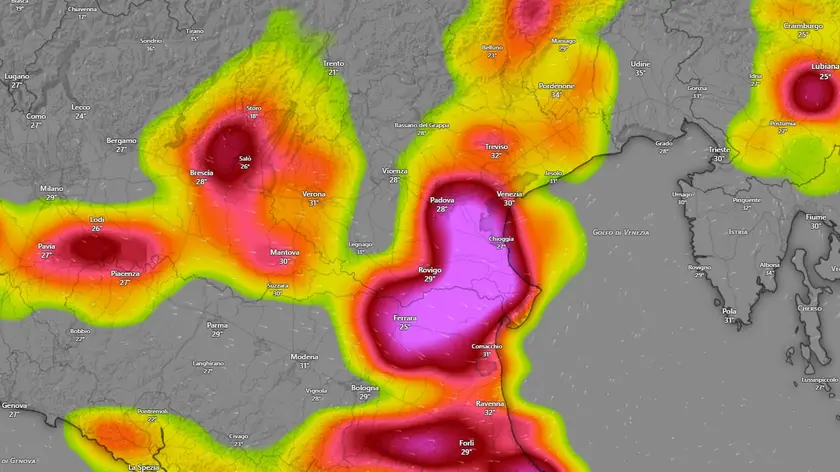 Le previsioni di domani mercoledì 1 luglio ( Windy )