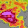 Il fronte temporalesco in arrivo sul Veneto (Windy)