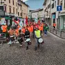 Un corteo dei lavoratori Hydro in centro a Feltre