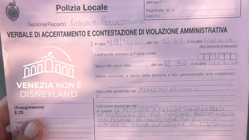 La multa per la bestemmia al Lido di Venezia