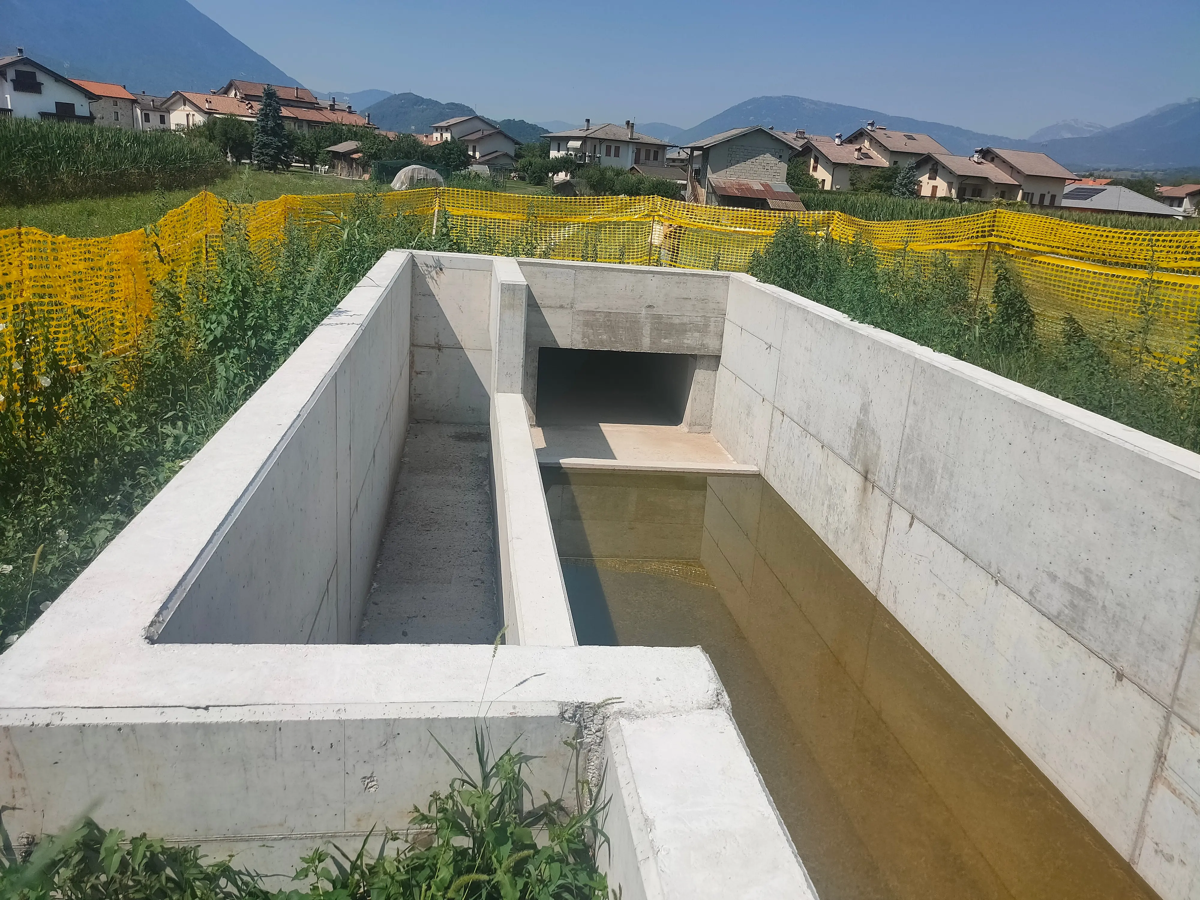 La nuova vasca di innesto tra la Val Ronconel e il Canale delle Molade