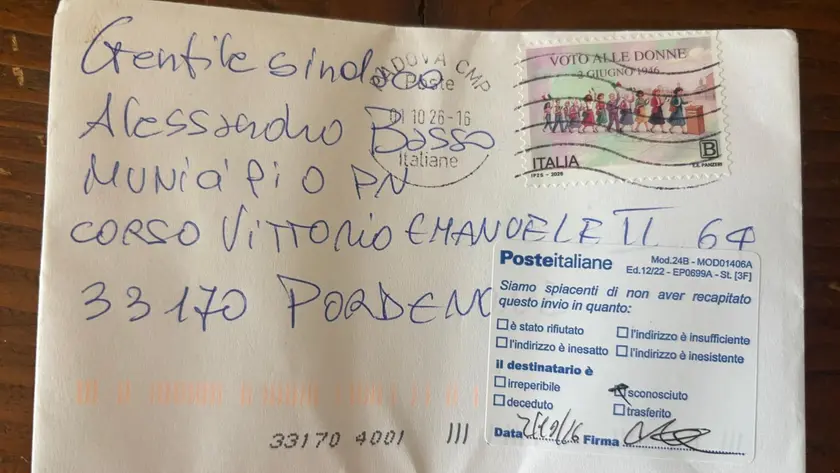 La lettera indirizzata al sindaco con il «destinatario sconosciuto»