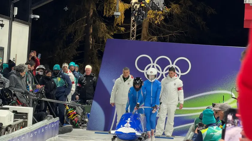 Una delle gare olimpiche di bob a Cortina
