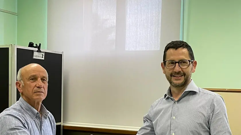 Claudio Broccon con Carlo Zanella, confermato sindaco di Cesiomaggiore
