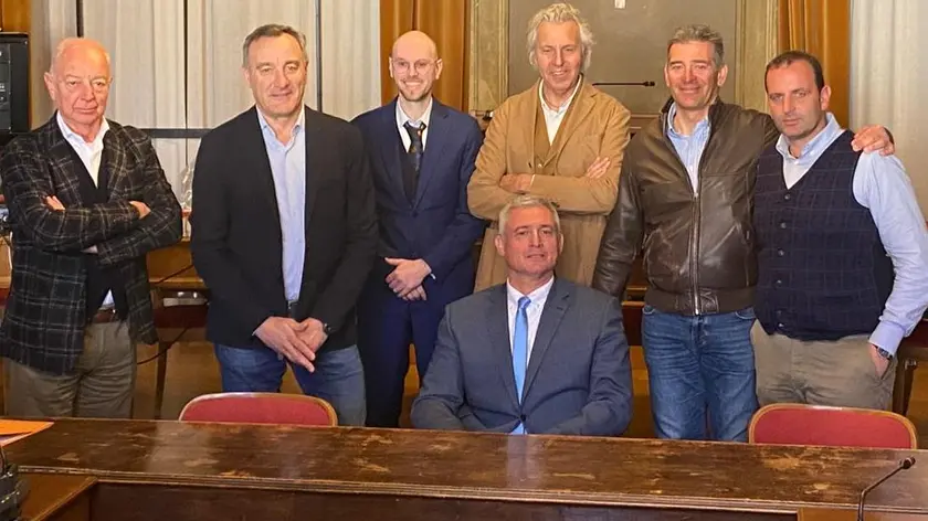 Sindaco De Pellegrin e assessore Roccon con i vertici di Nevegal 2021, consorzio Tolomeo e di Uoffy Italia