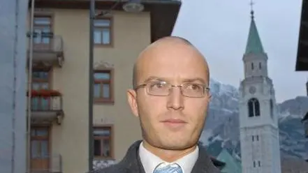 Cortina, d'Ampezzo, 29 ottobre 2007. Al referendum per la riunificazione dei Ladis alla regione Trentino Alto Adige vince il Si. Il sindaco Andrea Franceschi