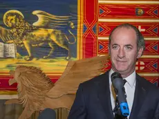 Il presidente Luca Zaia durante la conferenza stampa dello spoglio del referendum per l'autonomia del Veneto