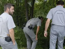 Soverzene, 18 agosto 2006, Guardie Forestali e polizia provinciale impegnate nella ricerca di una presunta pantera neraGli agenti della Polizia provinciale di Belluno a Soverzene ieri mentre cercano tracce della pantera segnalata nei giorni scorsi in paese da due persone