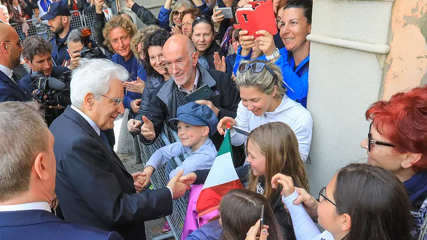 Passerini Serravalle celebrazione del 25 aprile con il Capo Dello Stato Sergio Mattarella tra la gente