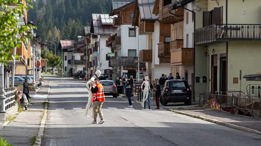 Simulazione dell'incidente causato da Angelika Hutter in via Udine a Santo Stefano di Cadore