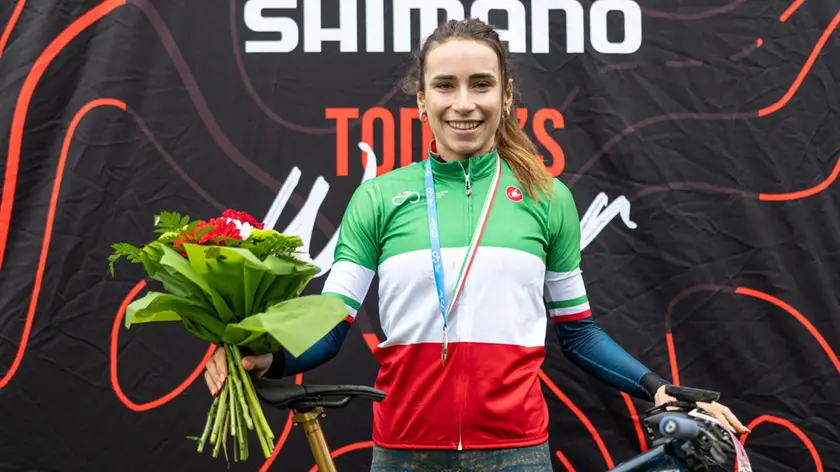 Giada Specia dopo la vittoria del titolo italiano di short track