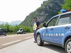 Longarone (Fortogna), 14 Agosto 2010. In concomitanza con l'esodo di ferragosto la polizia stradale rafforza i controlli sulle strade della provincia