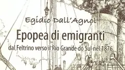La copertina del libro sugli emigranti di Fastro e la sala di Abm gremita