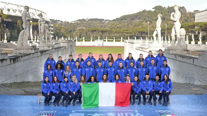 Il gruppone degli azzurri della Fisi presentato al Coni di Roma