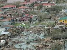 A picture made available by the Office of the Mayor of Coron, Palawan shows aerial views of damaged buildings in Bantayan island of northern Cebu, Philippines, 10 November 2013. ANSA/OFFICE OF THE MAYOR OF CORON / HANDOUT HANDOUT EDITORIAL USE ONLY/NO SALES