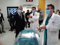 Federico Coppa all'ospedale di Feltre durante una visita di Luca Zaia