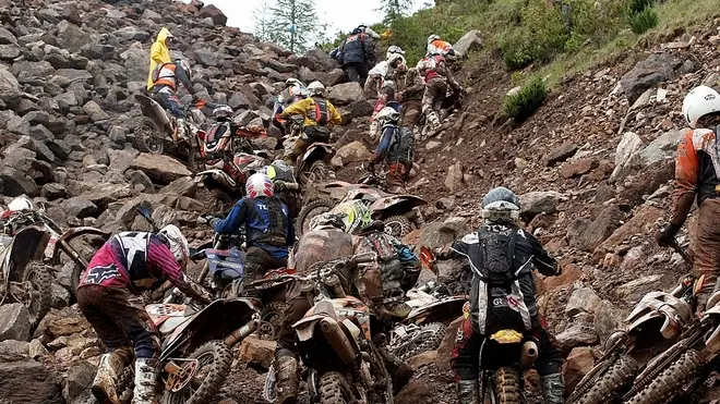GEPA-10061275115 - EISENERZ,AUSTRIA,10.JUN.12 - MOTORSPORT, MOTORRAD, MOTOCROSS - Erzbergrodeo 2012. Bild zeigt einen Fahrer in der No Help Zone. Foto: GEPA pictures/ Erwin Scheriau