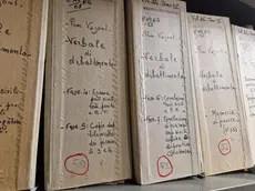 I faldoni con gli atti relativi al processo del Vajont sono attualmente conservati all’Archivio di Stato di Belluno