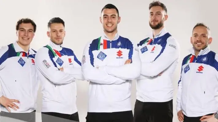 L'Italia maschile del curling. Francesco De Zanna è il primo da sinistra