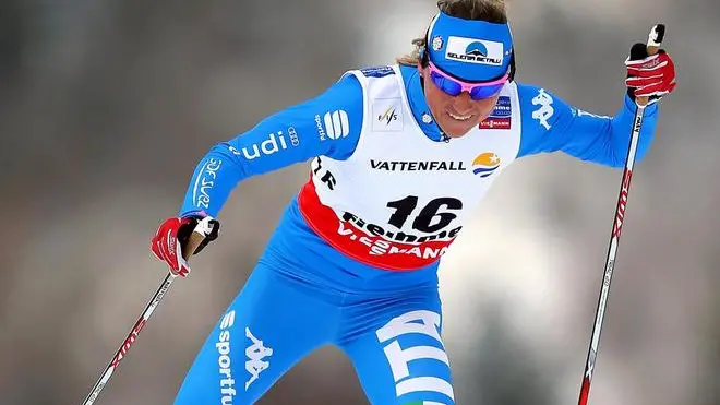 epa03601544 Marina Piller of Italy in action during the women's 10km Free Cross Country competition the FIS Nordic Skiing World Championships 2013 in Tesero, Val di Fiemme, Italy, 26 February 2013. EPA/SRDJAN SUKI