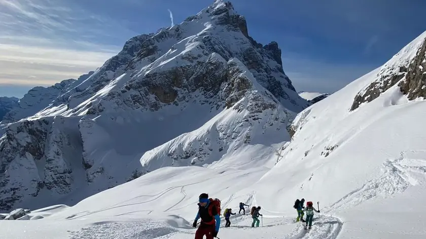 Aspiranti guide alpine durante un corso per l'abilitazione alla professione