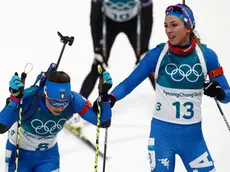 Olympics Winter Games PyeongChang 2018. Women's 12,5 Km Mass Start Italy's Dorothea Wierer Italy's Lisa Vittozzi Alpensia Biathlon Centre (KOR), 17/02/2018 Photo: Pentaphoto / Giovanni Auletta