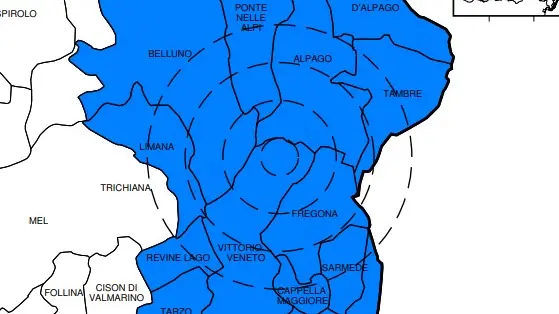 L'area in cui è stato sentito il terremoto