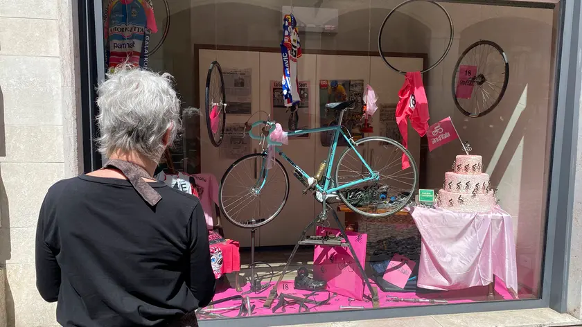 Padova si prepara ad accogliere il Giro d'Italia: qui la vetrina della pasticceria Al Duomo (foto Nicola Bianchi/Agenzia Bianchi)